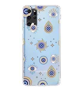 PrintiFy Samsung Galaxy S20 Plus ile Uyumlu Nazar Boncuğu 5  Kamera Korumalı Şeffaf Silikon Kılıf