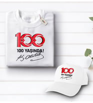 BK Gift 100. Yıl Hatırası Beyaz Tişört ve Şapka Hediye Seti-5, 29 Ekim Hediyesi, Cumhuriyet Bayramı, 100.Yıl Hediyesi