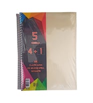 4+1 Ayraçlı Defter 5 Konulu 125 Yaprak 1 Adet 4 Kareli 1 Çizgili Spralli Plastik Kapak Seperatörlü (Krem)
