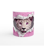 Pembe Gözlü Kar Leoparı Temalı Baskılı Kupa Bardak