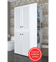 Kenzlife membran çamaşır-kurutma makinesi dolabı kapaklı foka byzbyz 180*090*60 mebran kapak suntalam gövde banyo arkalıksız (Beyaz-Gri)