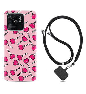Xiaomi Poco X3 Pro M4 Pro X4 Pro C40 10C Kılıf Boyun Askılı Silikon Heart Lollipop 1414