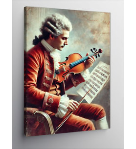 Kanvas Tablo Keman Çalan Mozart Figürü