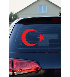 Ay Yıldız Oto Cam Sticker Kırmızı 25*19 Cm