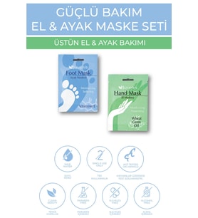 Juvenis 2'li El ve Ayak Maskesi Seti Buğday Yağlı E Vitaminli Nemlendirici Çatlak Karşıtı Güçlü El Makesi ve Ayak Maskesi Seti