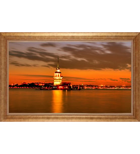 EV İŞYERİ OFİS İÇİN ALTIN ÇERÇEVELİ PASPARTULU TABLO S698