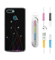 Oppo A5S A15 A16 A54 A55 A73 A74 Kılıf Kablo Koruma Spiral Silikon Line Planet 1736