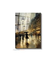 Dikey Cam Tablo Salon Duvar Tablosu Dikey Cam Yagmurlu Sehir Yeni Ev Hediyesi Ofis Tablosu