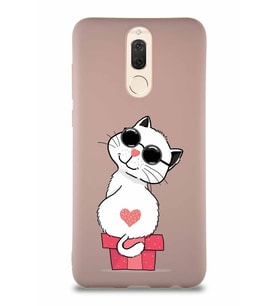 Huawei Mate 10 Lite Soft Premier Kapak Coolcat Tasarımlı Silikon Kılıf - Pudra (Şeffaf)