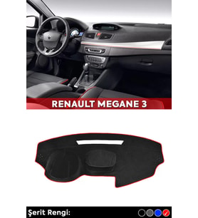 Renault Megane 3 3d Torpido Koruma Kılıfı - Ön Göğüs Kaplama - Kırmızı Şerit