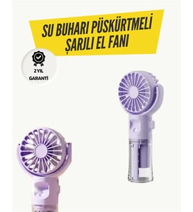 Mey İthalat® Mini Masaüstü El Tipi Buğu Fanı – Su Depolu, Şarj Edilebilir, Nemlendirici Özellikli