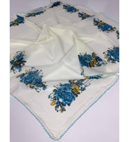 Oyalı Organik Pamuklu Yazma- 06083 (Mavi-Krem)