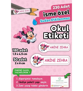 Okul Etiketi Kalem Defter Etiketi Özel isim Yazılabilen Etiket 230 Adet Yırtılmaz PVC Etiket (Beyaz)