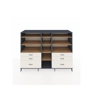 Kronos Dolap 10 Raflı 6 Çekmeceli  220x59x163 Antrasit-Çam/Aytaşı