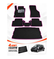 SMART FORFOUR (2004-2006) Uyumlu EVA Oto Paspas Bagaj Paspası Dahil Siyah-Fuşya