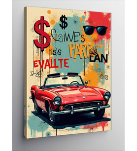 Kanvas Tablo Renkli Araba Grafiti Poster