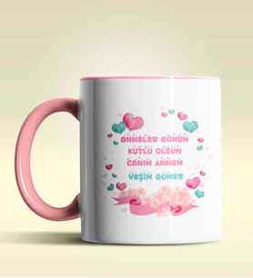 Kişiye Özel Anneler Günün Kutlu Olsun 14 Temalı Pembe Kupa Bardak (Pembe)