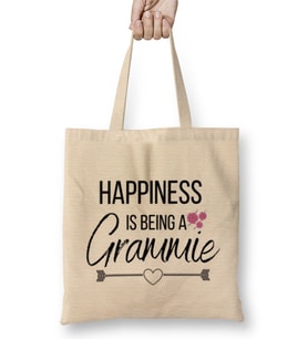 Happiness Is Being A Grammie Gift Bez Çanta Uzun Saplı