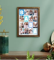 BK Gift Kişiye Özel Baba Temalı Doğal Masif Ahşap Çerçeveli Tablo 30x40cm-1