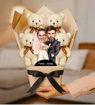 Kişiye Özel Fotoğraflı Evli Çift Ayıcık Buketi (STD)
