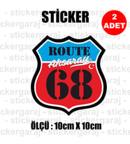 68 aksaray memleket rota gidiş etiket sticker çıkartma - 2 adet - motosiklet araba otomobil kamyon kamyonet cam uyumlu
