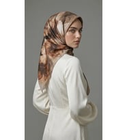 Levidor Kristal Eşarp Zambak Desen Vizon