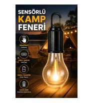Sensörlü Kamp Feneri – USB-C Şarjlı Askılı Taşınabilir Aydınlatma
