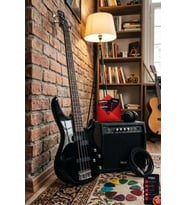 Midex MBG-400BK-20AMP 4 Telli Bas Gitar ve 20W Amfi Kulaklık Full Set