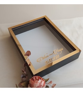 30x40 Cm Siyah-gold Fotoğraf Bölümsüz! İsimli Ledsiz! Gül Saklama Kutusu