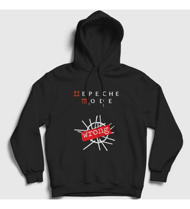 Presmono Unisex Beyaz Wrong Depeche Mode Kapüşonlu Sweatshirt 141592tt (Siyah)