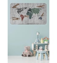 Eğitici Dünya Haritası Dünya Atlası Çocuk Ve Bebek Odası Duvar Sticker -60x105-3804