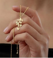 Saklı Takı 925 Ayar Gümüş Kişiye Özel Harfli Hayat Ağacı Kolye