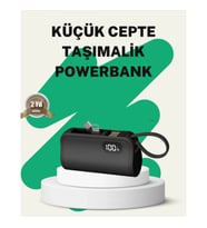 Mey İthalat® 2000mAh Mini Powerbank Dahili Konektörlü PD 20W