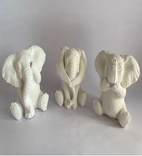 3 Boyutlu 3 Parça Kendin Yap Eğitici Montessori Dekoratif Fil Oyuncak Boyama Etkinlik Seti (Beyaz)
