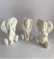 3 Boyutlu 3 Parça Kendin Yap Eğitici Montessori Dekoratif Fil Oyuncak Boyama Etkinlik Seti (Beyaz)