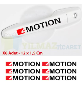 Volkswagen 4 Motion Kapı Kolu Jant Ayna Oto Sticker Yapıştırma Etiket Çıkartma 6 Adet 12 x 1,5 Cm