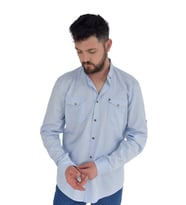 Erkek Büyük Beden Spor Gömlek Silim Fit 9716 BGL-ST02730 (Mavi)