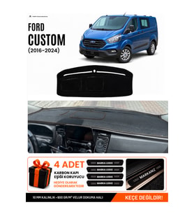 FORD TRANSİT CUSTOM (2016-2024) Uyumlu Torpido Örtüsü Torpido Kılıfı - Siyah