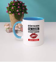 Dünyanın En Güzel Öğretmeni Kupa Bardak Mavi