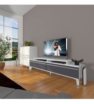 Decoraktiv Ekoflex On Mdf Silver Tv Ünitesi Tv Sehpası - Beyaz Antrasit (Beyaz - Antrasit)