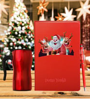 Yılbaşı İçin Kişiye Tasarım Özel Defter Kalem & Termos Mug Hediye Seti