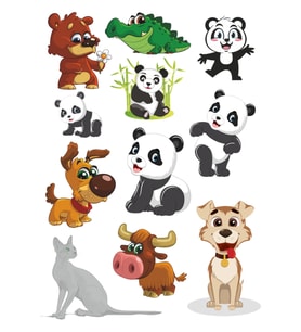 Sevimi Hayvanlar Sticker Set -2 11 Parça Telefon, Tablet, Defter, Laptop Sticker