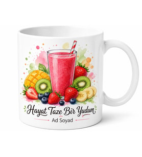 Smoothie Temalı Baskılı Kupa Bardak Porselen Hediye Mug