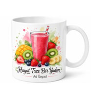 Smoothie Temalı Baskılı Kupa Bardak Porselen Hediye Mug