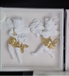 DEKORATİF 2Lİ DUVAR SÜSÜ MELEK BİBLO / OBJE 13x10 cm