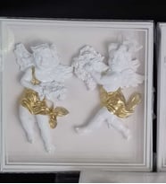 DEKORATİF 2Lİ DUVAR SÜSÜ MELEK BİBLO / OBJE 13x10 cm