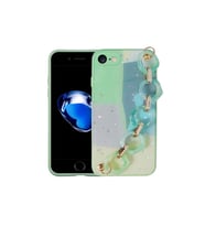 Apple iPhone SE 2020 Uyumlu Kılıf Simli Desenli El Askılı Tutacaklı Zore Elsa Silikon Kapak (Açık Yeşil)