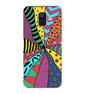 PrintiFy Samsung Galaxy A6 Plus 2018 ile Uyumlu 1mm Slim Fit Retro Colors 4 Baskılı Şeffaf  Kılıf
