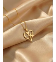 Kişiye Özel 925 Ayar Gümüş Tasarım Kalp ve Haç Model Kolye (Gold)