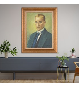 Altın Varaklı Paspartulu Çerçeveli Tablo rv848